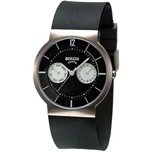 Boccia Titanium Black Rubber Band Multifunction Watch - 3518-02